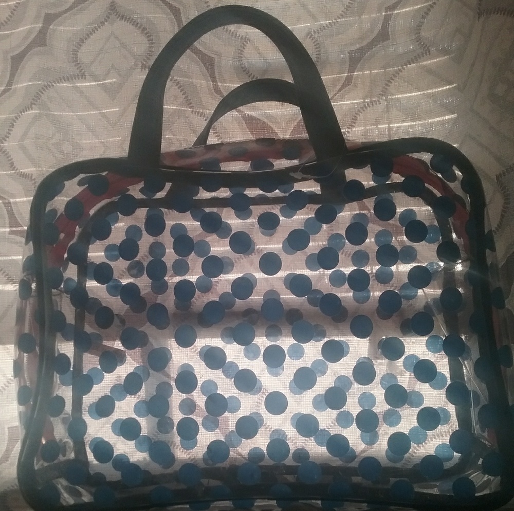 Blue polka dotted bag